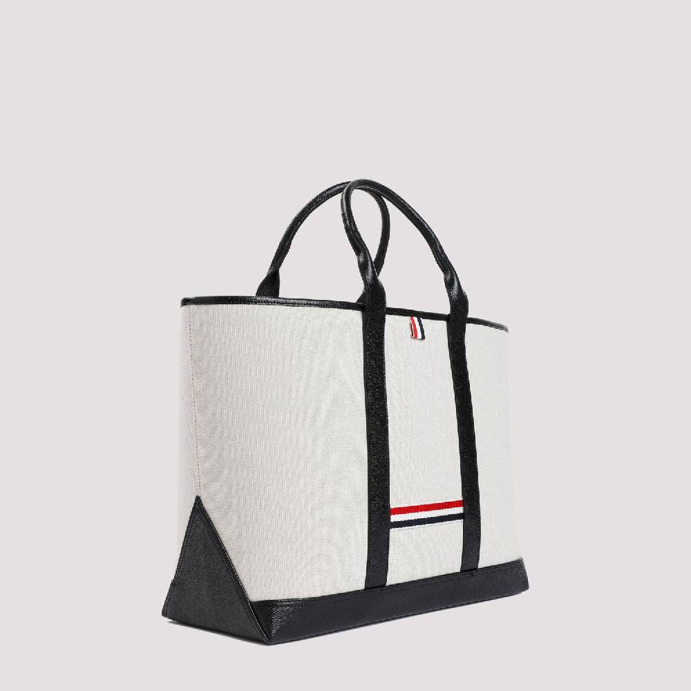 THOM BROWNE  Borsa Shopper Media in Pelle Nera Thom Browne Qualità