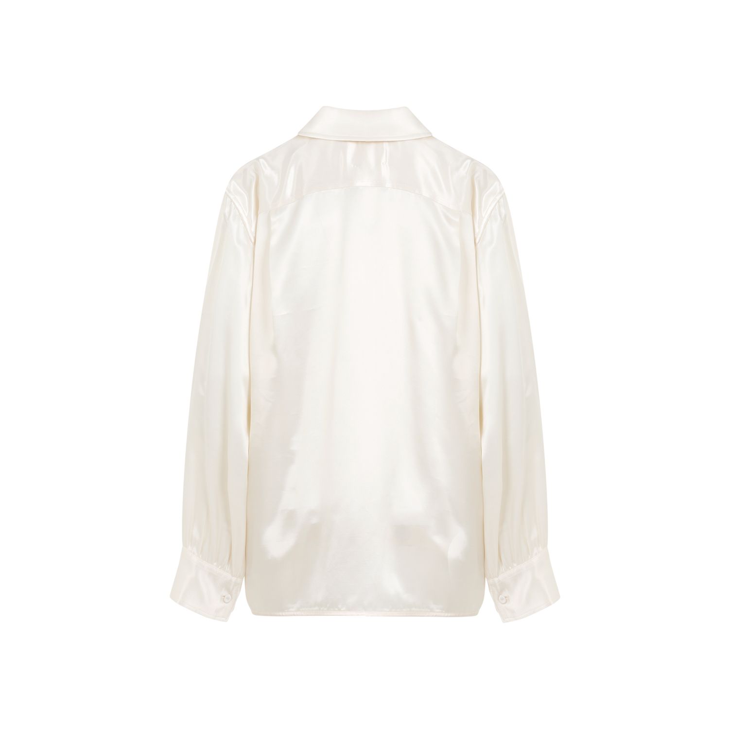 JIL SANDER  Camicia Satinata Beige Jil Sander in Viscosa con Bottoni Argento Vendita
