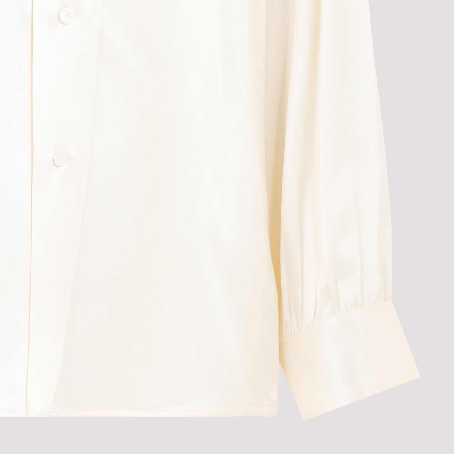 JIL SANDER  Camicia Satinata Beige Jil Sander in Viscosa con Bottoni Argento Vendita