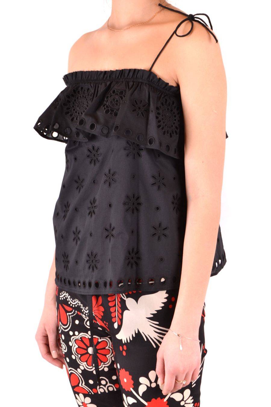 RED VALENTINO  Top Elegante di Cotone Nero RED VALENTINO Negozio