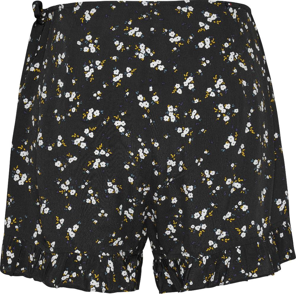 TOMMY JEANS  Shorts Avvolgenti Neri a Fiori Tommy Jeans con Volant Qualità
