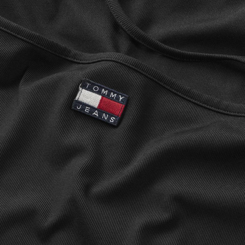 TOMMY JEANS  T-Shirt Nera Tommy Jeans Slim con Scollo a Halter Soddisfazione Garantita