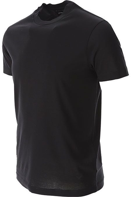 EMPORIO ARMANI  T-Shirt Uomo Emporio Armani in Lyocell e Cotone Nero Vendita Economica
