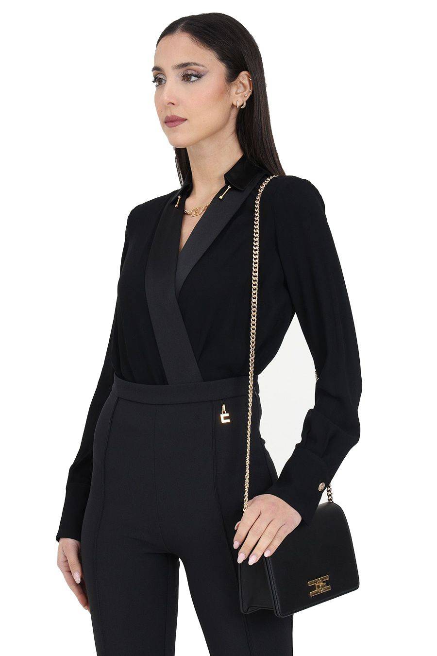ELISABETTA FRANCHI  Camicia Nera in Viscosa Elisabetta Franchi Donna Vendite Flash