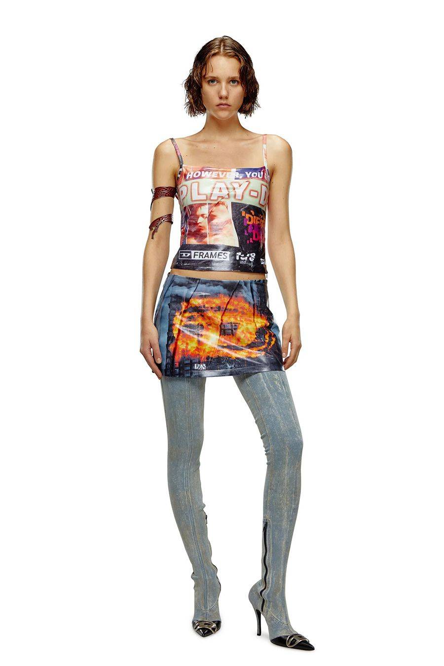 DIESEL  Gonna Piegata Multicolore Diesel - Abbigliamento in Poliestere da Donna Sconto