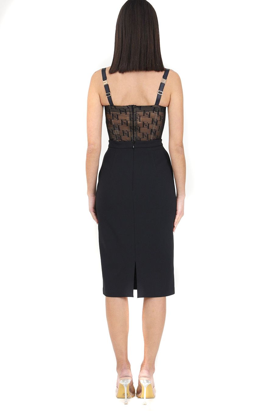 ELISABETTA FRANCHI  Gonna Nera in Poliestere Elisabetta Franchi da Donna Saldi