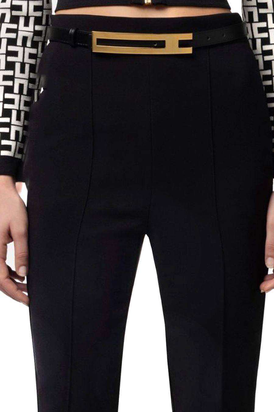 ELISABETTA FRANCHI  Pantaloni Neri Elisabetta Franchi in Tessuto Misto Vendita Calda