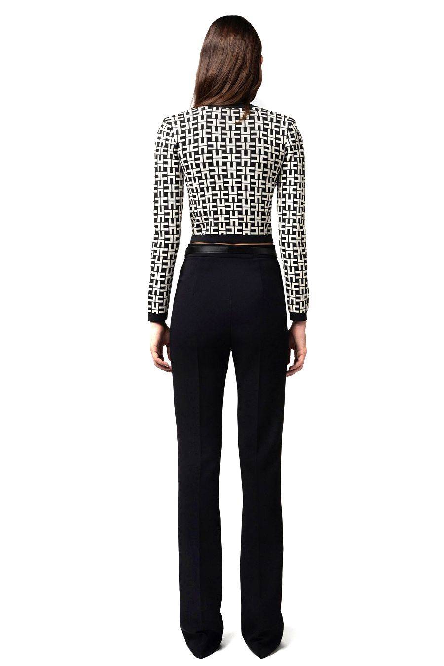 ELISABETTA FRANCHI  Pantaloni Neri Elisabetta Franchi in Tessuto Misto Vendita Calda