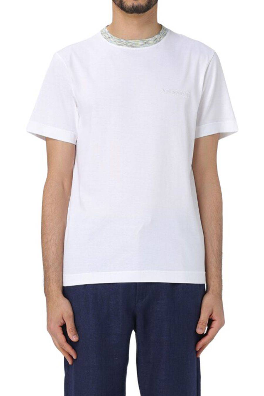 MISSONI  T-Shirt Bianca in Cotone Missoni Uomo UC22SL01-BJ0002-AS01BF Vendita Economica