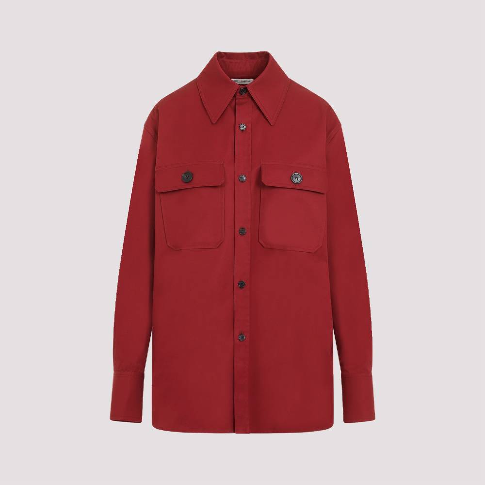 SAINT LAURENT  Camicia Rossa di Cotone Saint Laurent Donna 2025