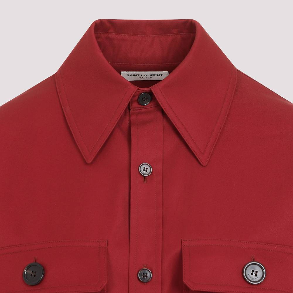 SAINT LAURENT  Camicia Rossa di Cotone Saint Laurent Donna 2025