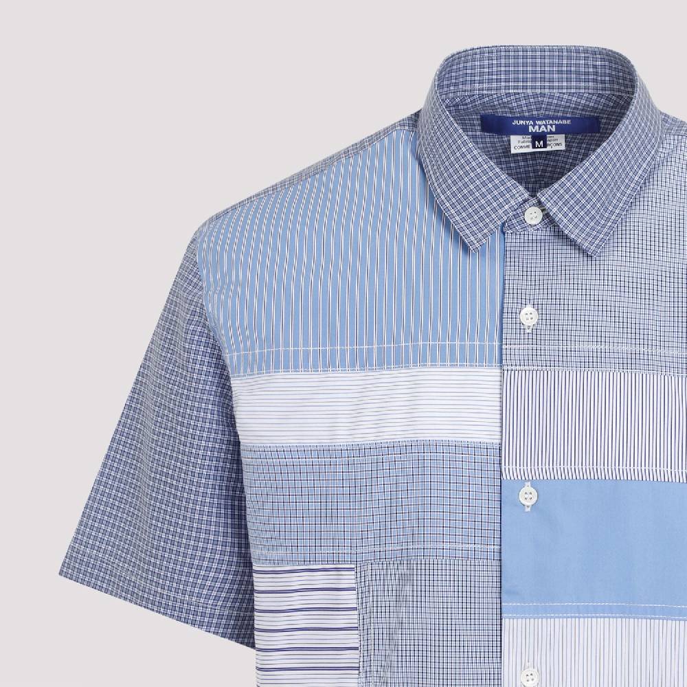JUNYA WATANABE  Camicia Patchwork Blu in Cotone da Uomo Junya Watanabe Acquista Ora