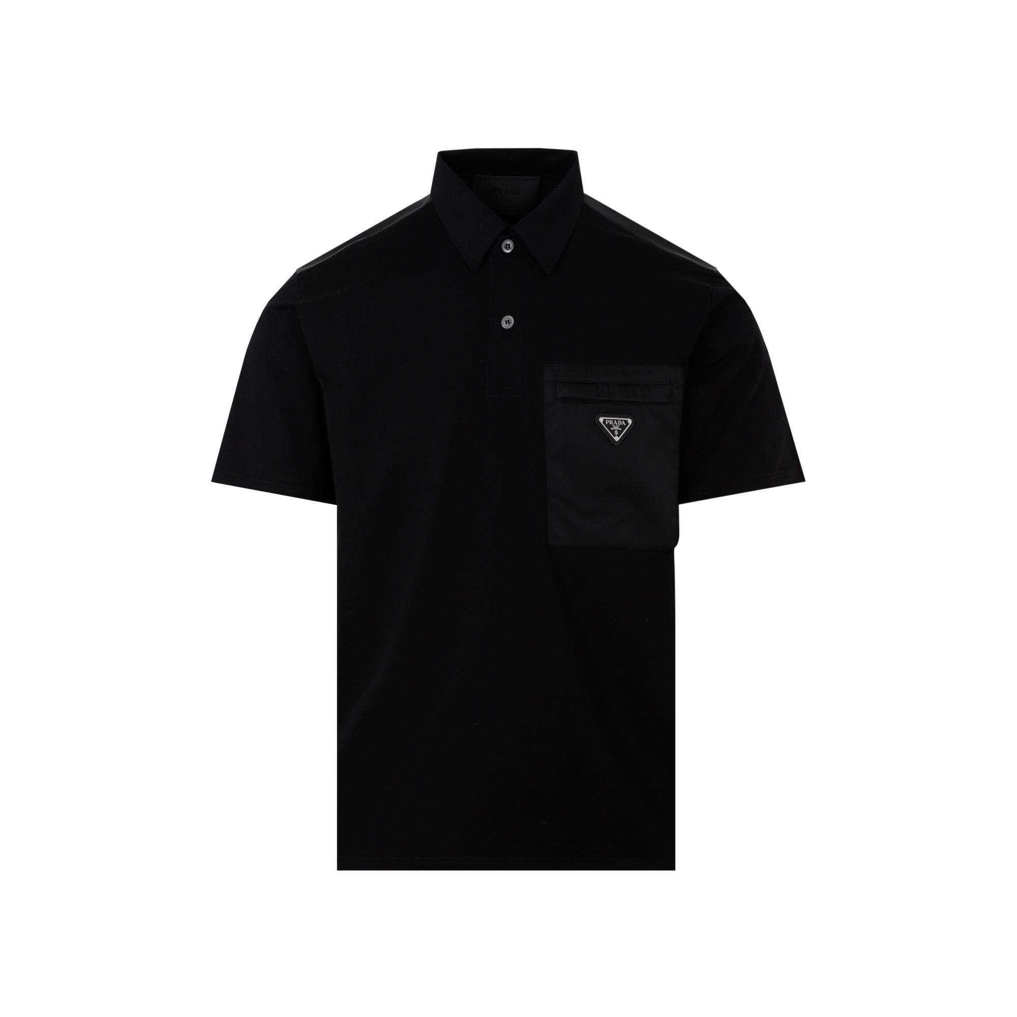 PRADA  Polo Prada in Cotone Nero - Colletto Classico & Logo