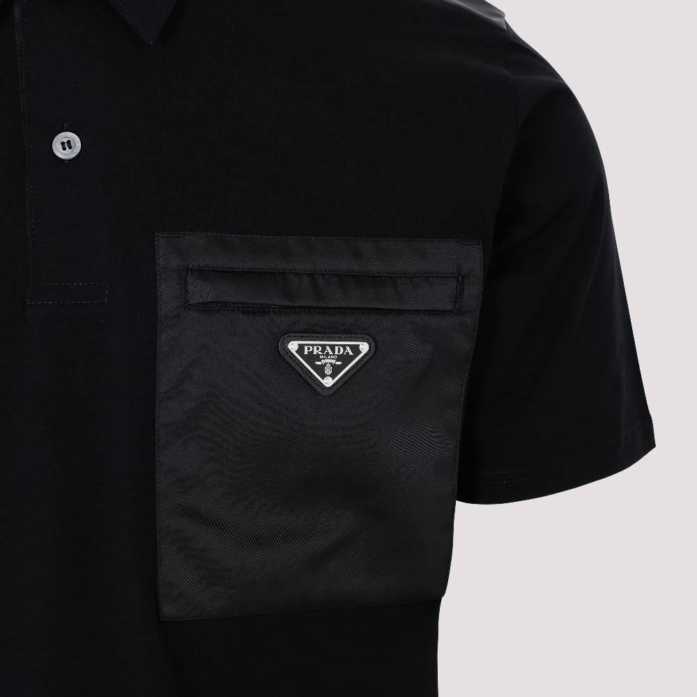PRADA  Polo Prada in Cotone Nero - Colletto Classico & Logo Consegna Veloce