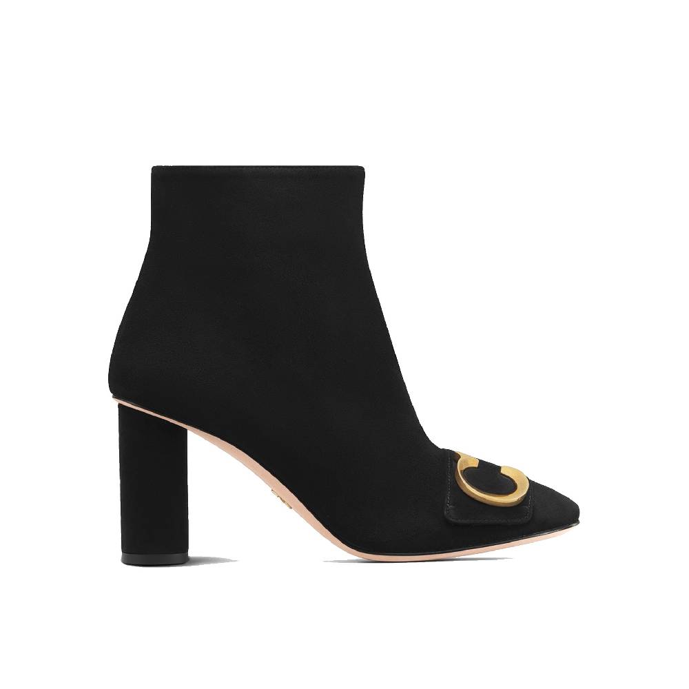 DIOR  Stivaletti Neri in Pelle di Vitello DIOR con Dettagli CD Oro