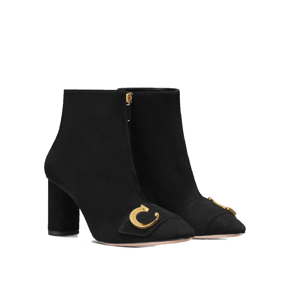 DIOR  Stivaletti Neri in Pelle di Vitello DIOR con Dettagli CD Oro Offerta