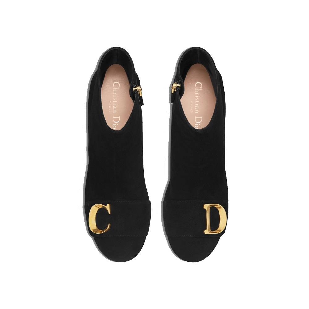 DIOR  Stivaletti Neri in Pelle di Vitello DIOR con Dettagli CD Oro Offerta