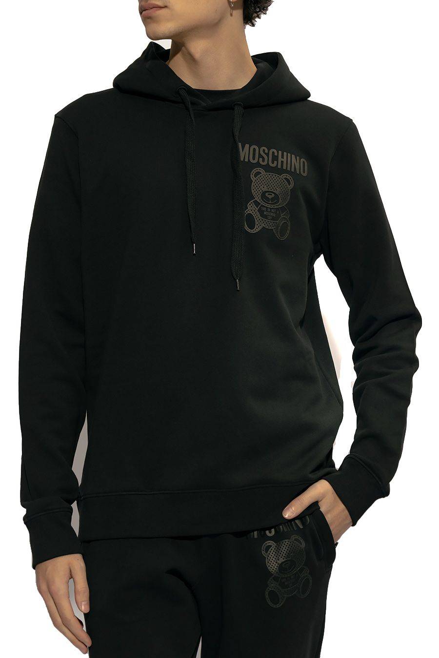 MOSCHINO  Felpa di Cotone Nero Uomo Moschino V1727 Offerta natalizia