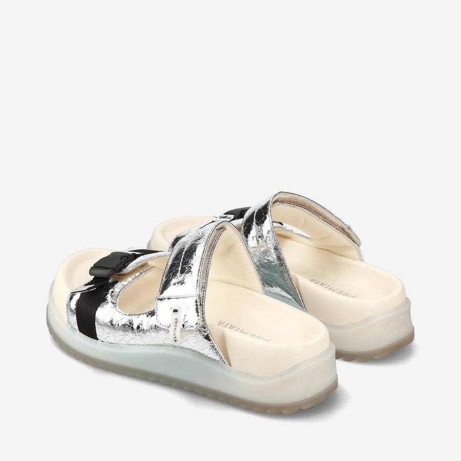 Premiata Sandali bassi M6701A in laminato silver Soddisfazione Garantita