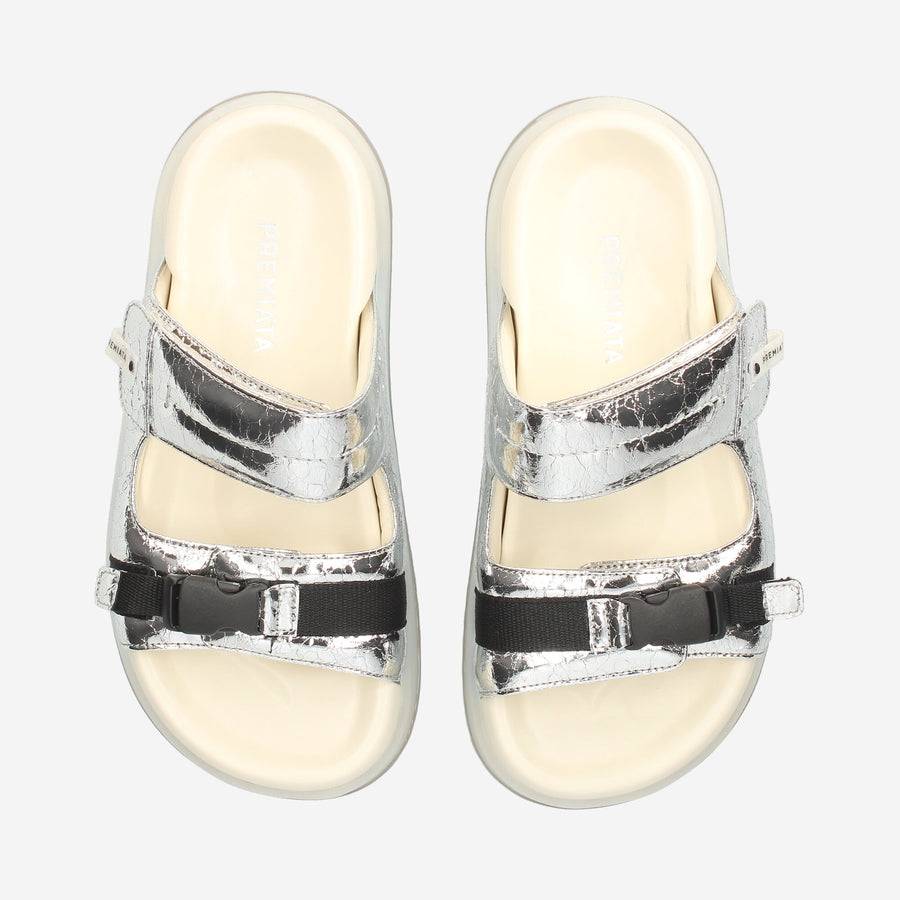 Premiata Sandali bassi M6701A in laminato silver Soddisfazione Garantita