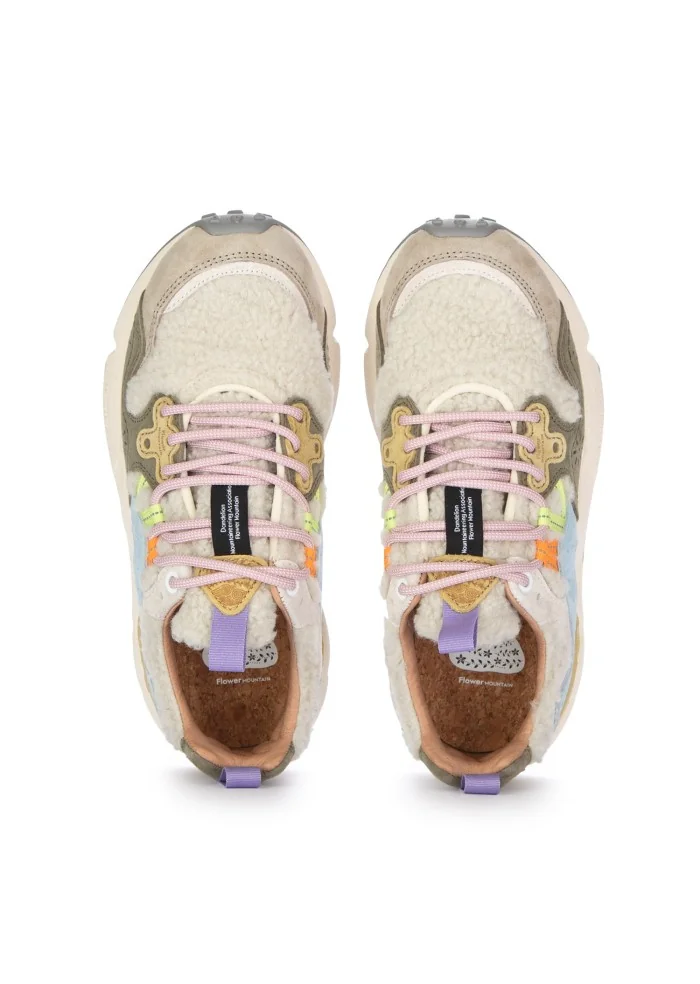FLOWER MOUNTAIN | SNEAKERS YAMANO 3 SUEDE TEDDY BEIGE VERDE Vendita