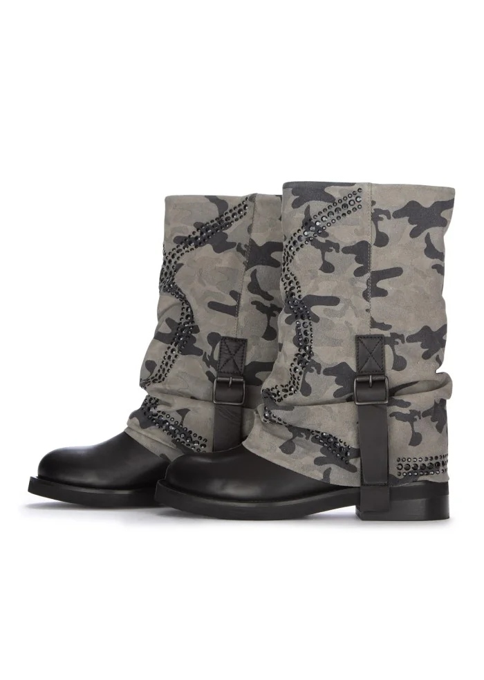 JUICE | STIVALI CAMO MILITARE GRIGIO NERO Saldi