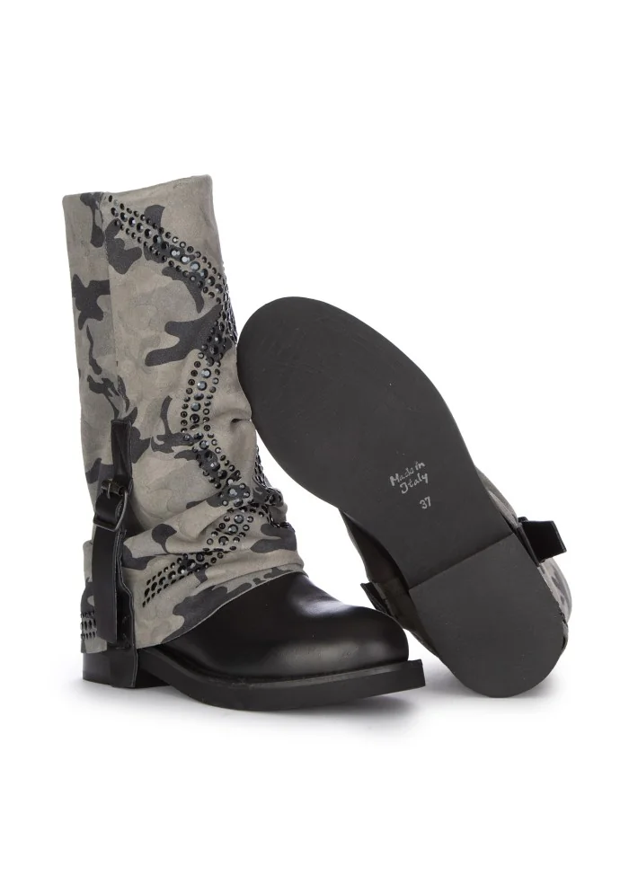JUICE | STIVALI CAMO MILITARE GRIGIO NERO Saldi