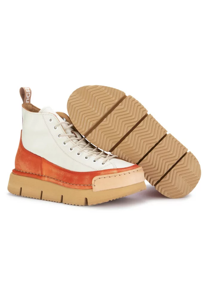BNG REAL SHOES | SNEAKERS LA DINAMICA BIANCO PANNA ARANCIONE Saldi Di Fabbrica