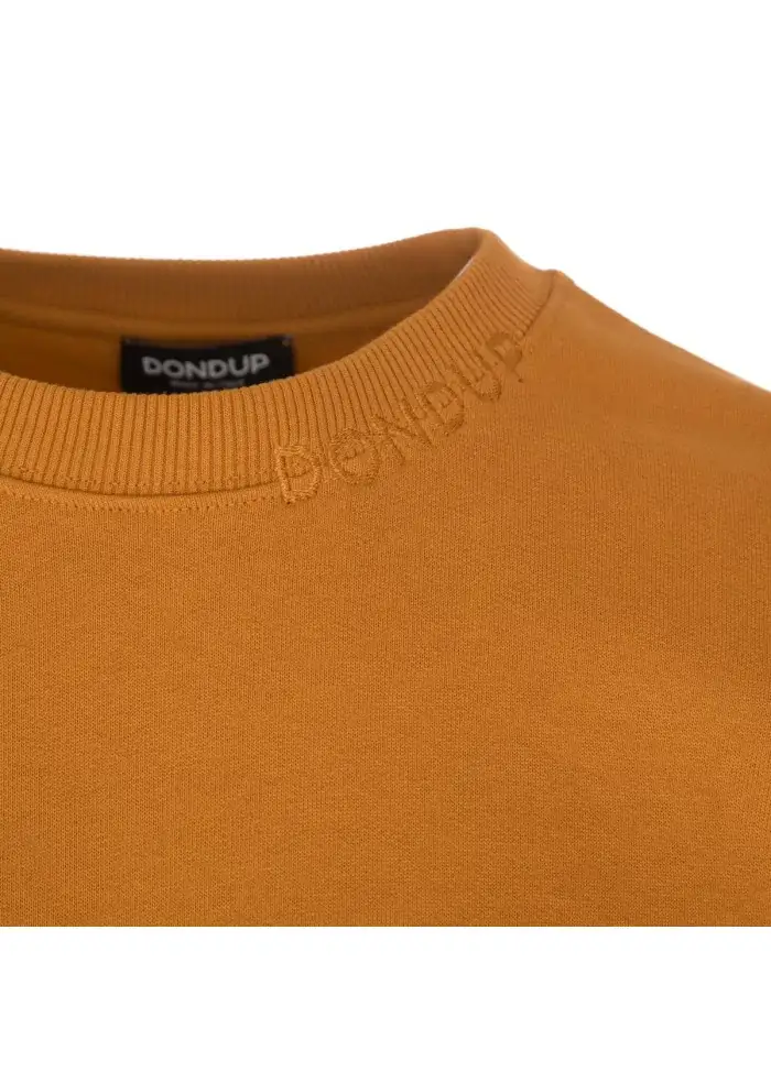 DONDUP | FELPA LOGO GIROCOLLO COTONE OCRA Nuova