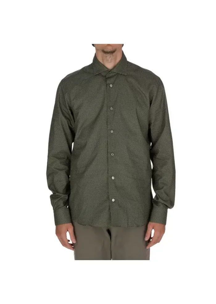 MASTRICAMICIAI | CAMICIA LUCA COTONE MICRO PATTERN VERDE Qualità Garantita