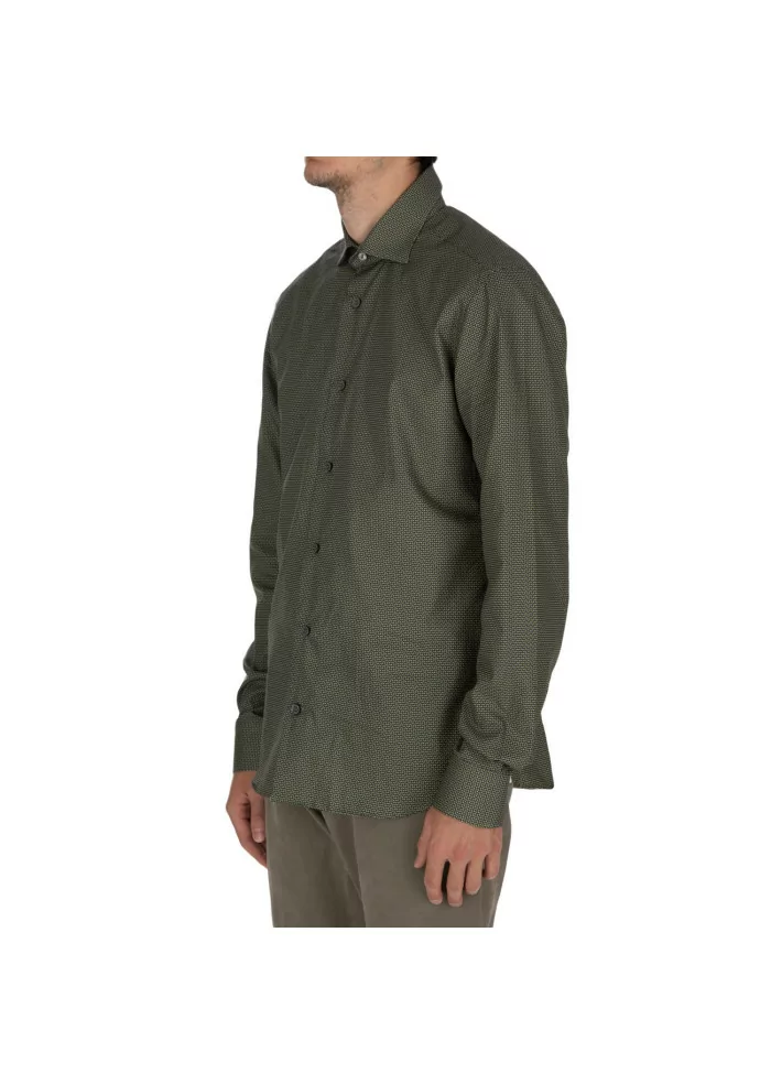 MASTRICAMICIAI | CAMICIA LUCA COTONE MICRO PATTERN VERDE Qualità Garantita