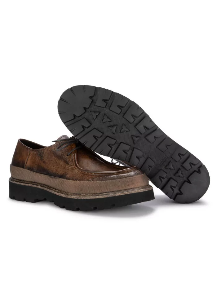 PAWELK'S | SCARPE ALLACCIATE BUFALO PELLE MARRONE Nuova