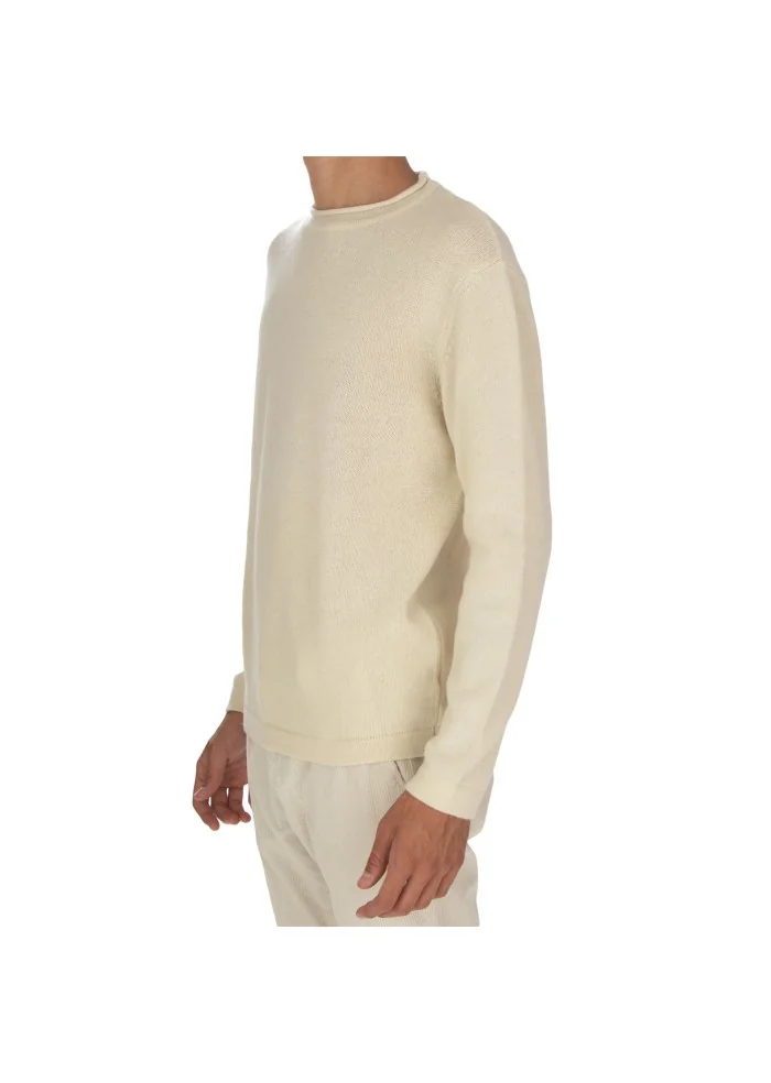 WOOL & CO | MAGLIONE GIROCOLLO BIANCO PANNA Italy