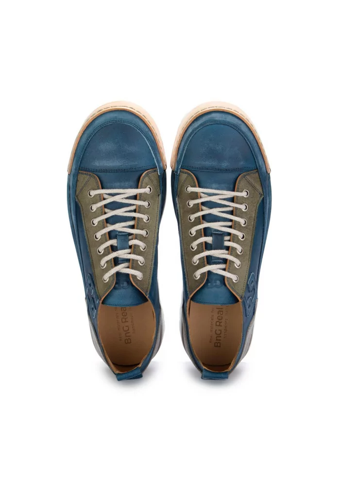 BNG REAL SHOES | SNEAKERS LA PATCH PELLE BLU JEANS Novità