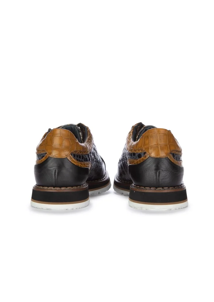 LORENZI | SCARPE ALLACCIATE CAMON CUOIO MARRONE NERO Italy