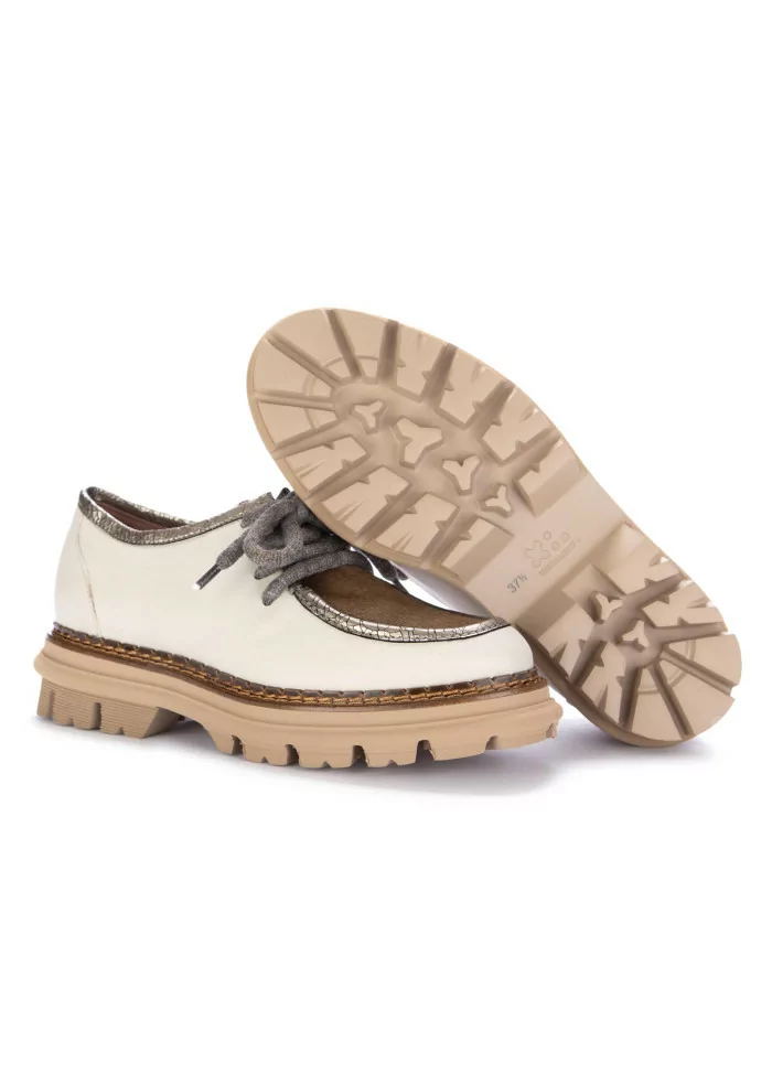 CATERINA C | SCARPE ALLACCIATE PELLE CAVALLINO AVORIO MARRONE Prezzo Ridotto