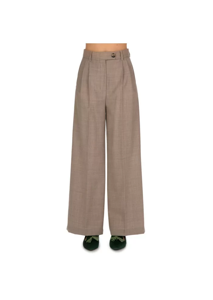 SOLOTRE | PANTALONI PALAZZO MARRONE Saldi