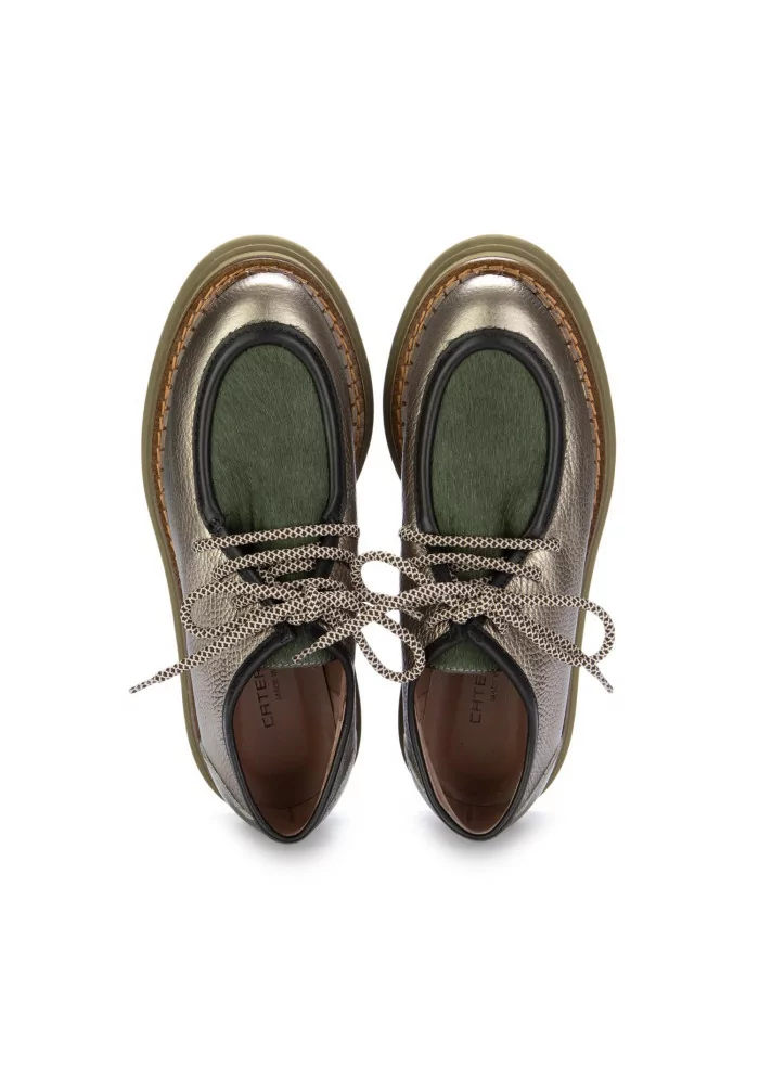 CATERINA C | SCARPE ALLACCIATE PELLE CAVALLINO BRONZO VERDE Moda