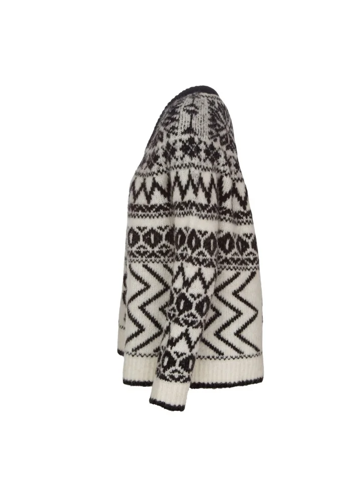 SEMICOUTURE | MAGLIONE MOTIVO JACQUARD BIANCO NERO Offerta Pasqua