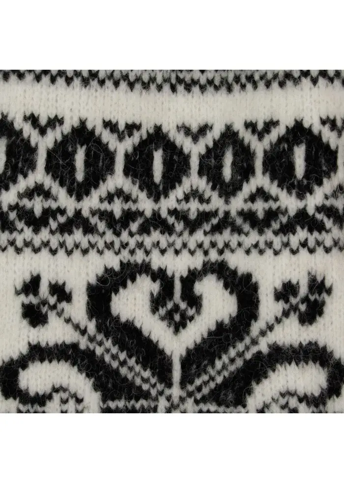 SEMICOUTURE | MAGLIONE MOTIVO JACQUARD BIANCO NERO Offerta Pasqua