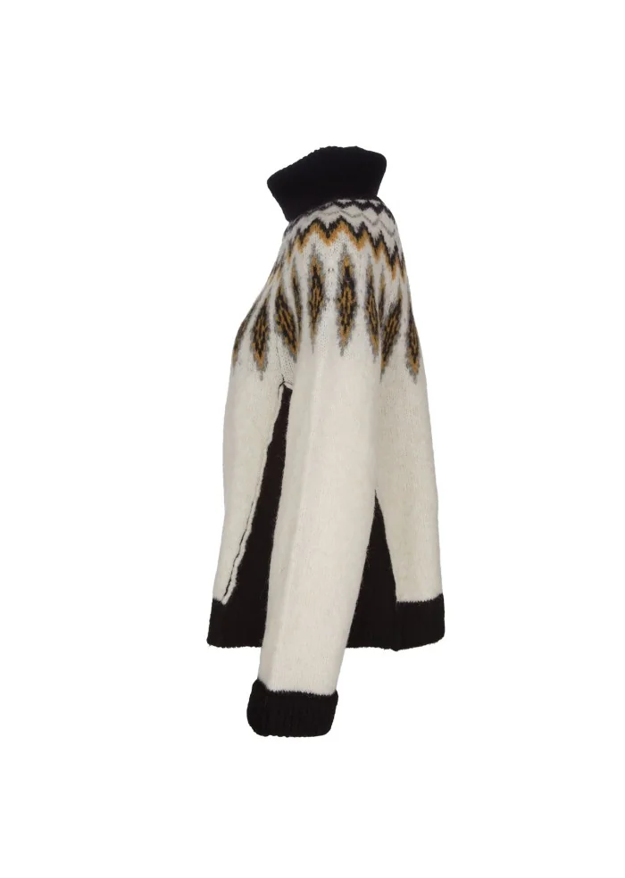 SEMICOUTURE | MAGLIONE DOLCEVITA BIANCO NERO OCRA Offerta per la Festa della Mamma