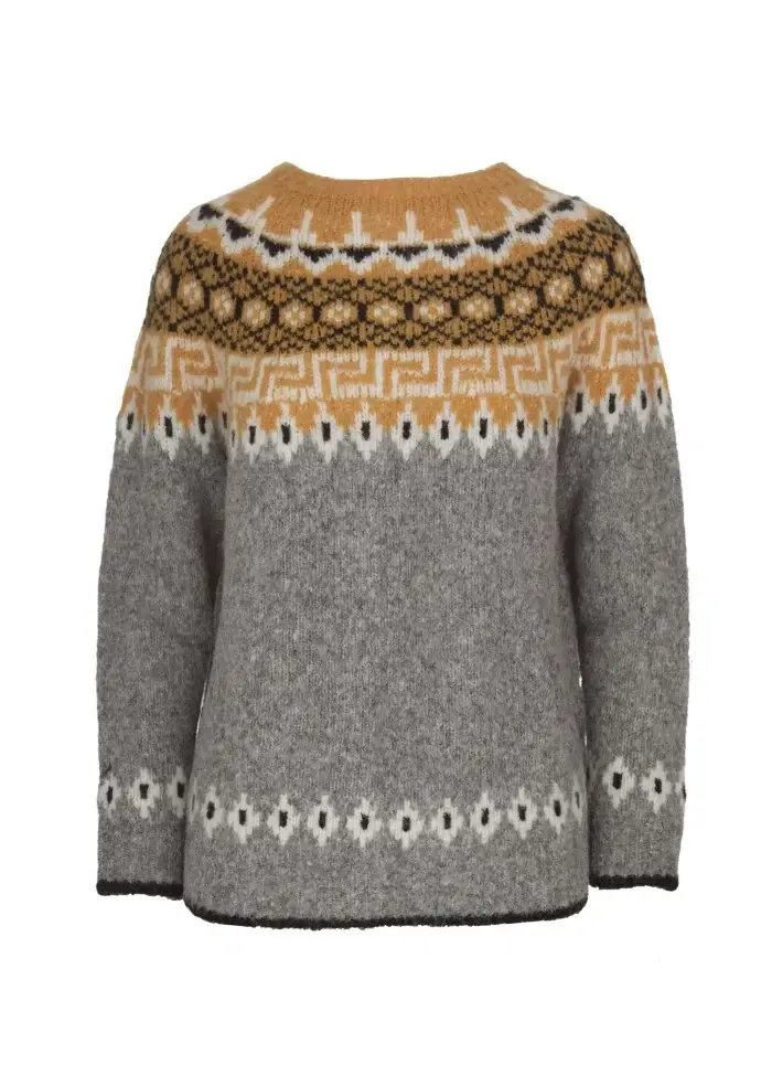 SEMICOUTURE | MAGLIONE GIROCOLLO GRIGIO SENAPE Offerta Giorno del Papà