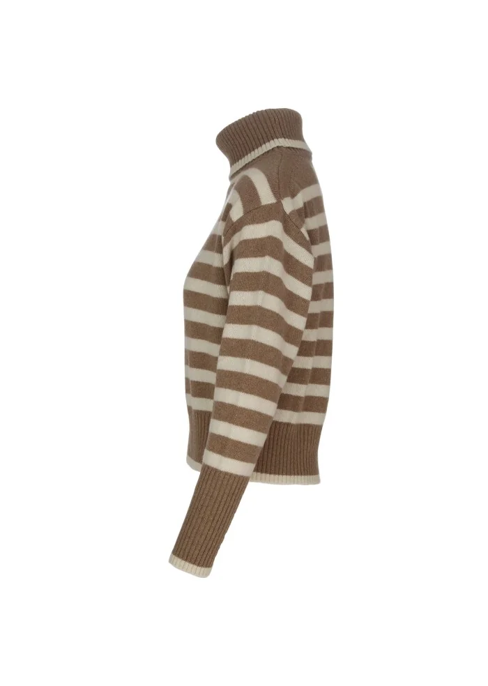 SEMICOUTURE | MAGLIONE A RIGHE MARRONE BEIGE Offerta San Valentino