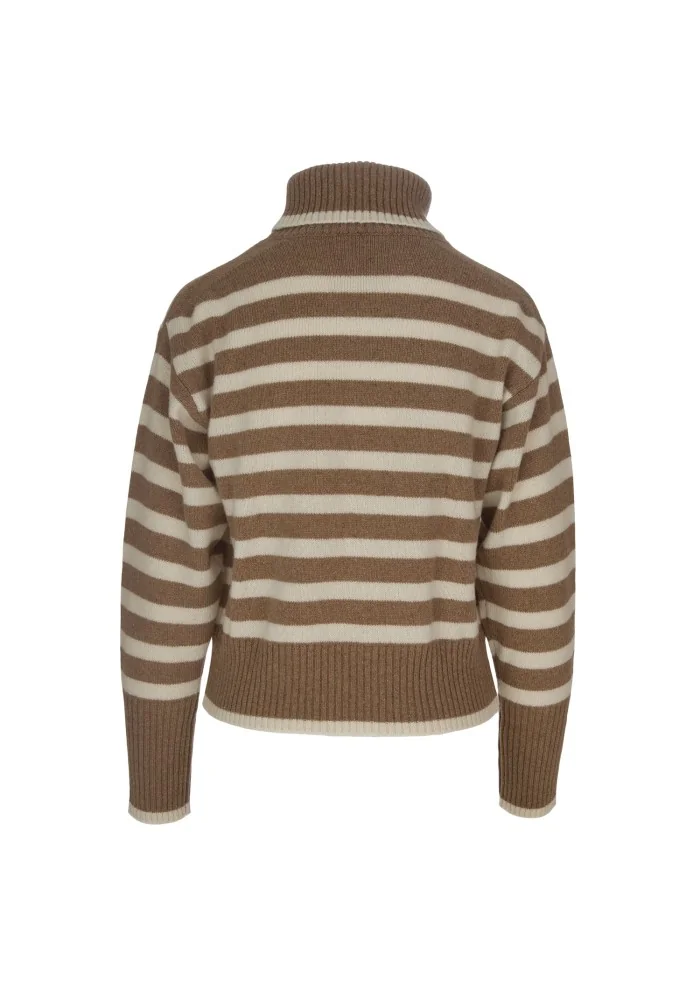 SEMICOUTURE | MAGLIONE A RIGHE MARRONE BEIGE Offerta San Valentino