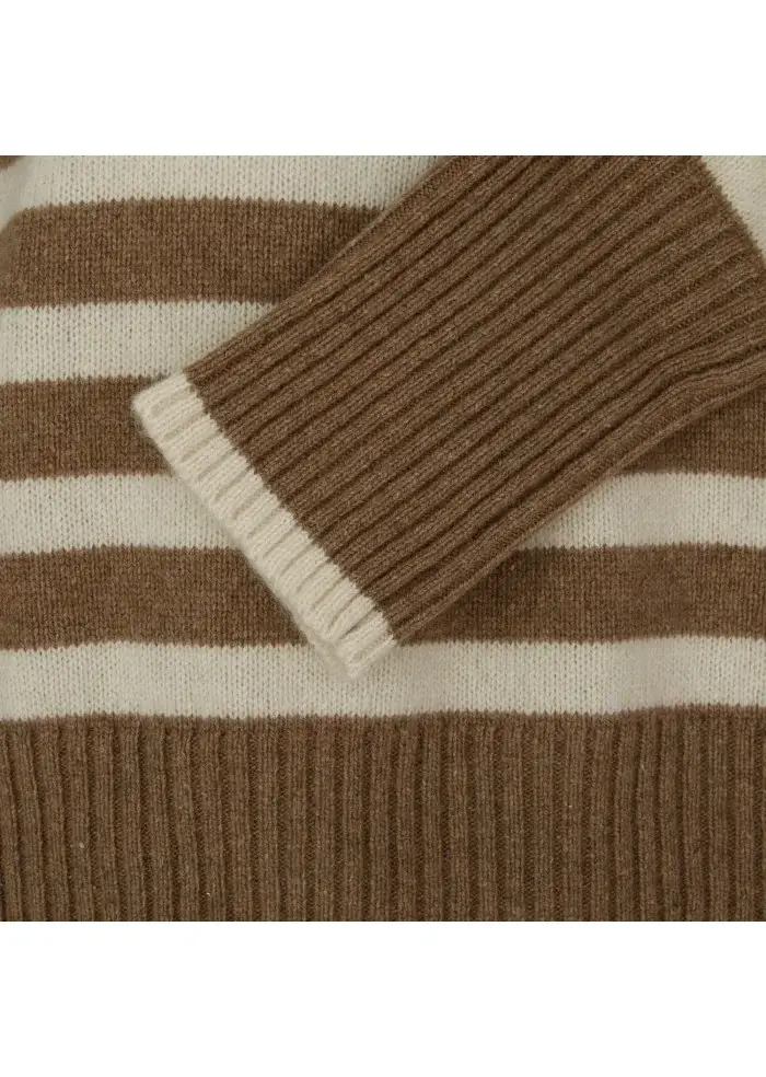 SEMICOUTURE | MAGLIONE A RIGHE MARRONE BEIGE Offerta San Valentino