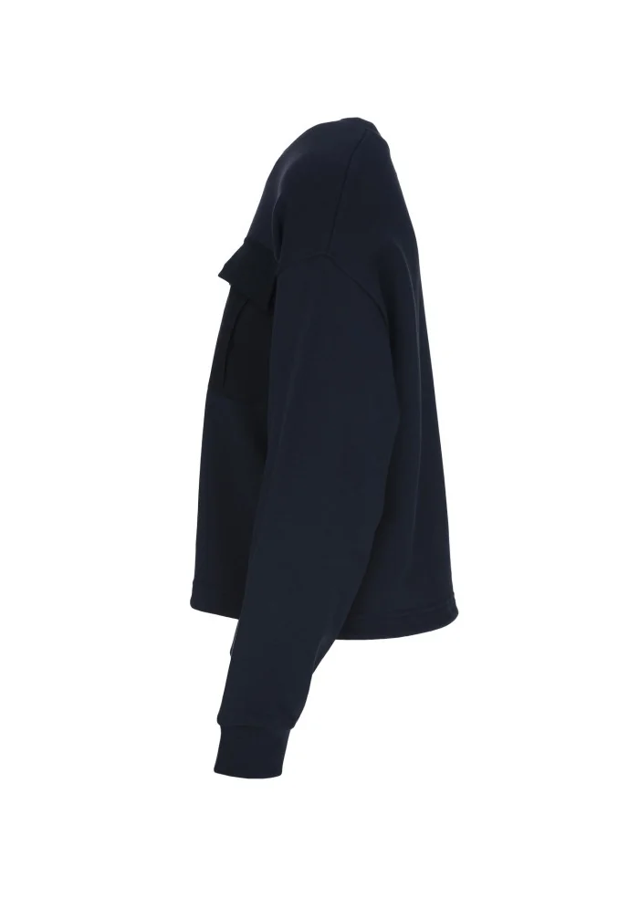 SEMICOUTURE | FELPA TASCHE FRONTALI BLU Vendita calda