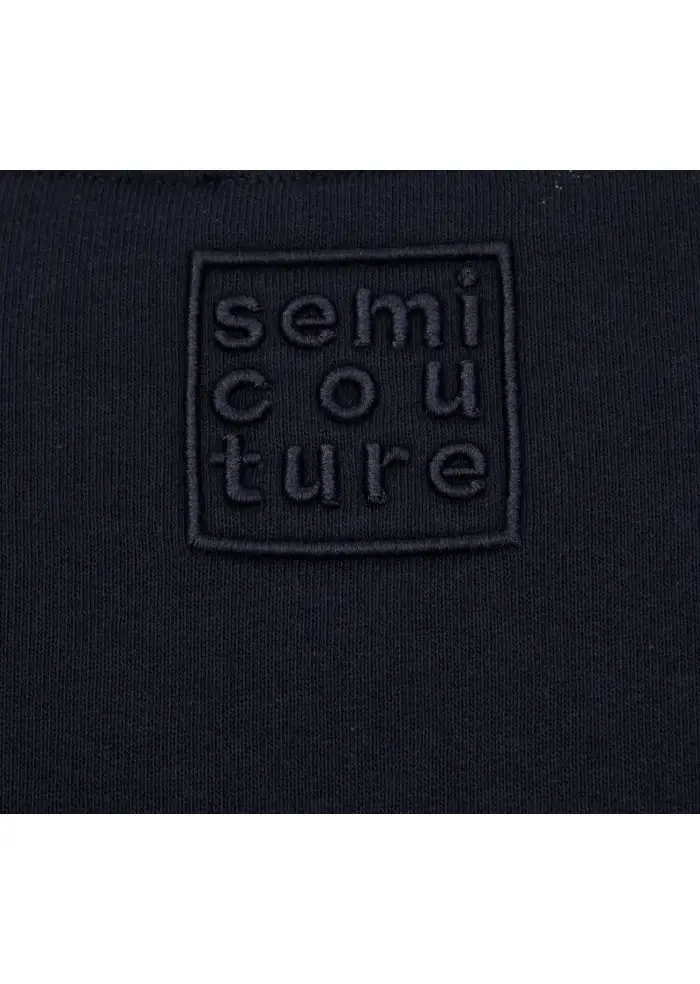 SEMICOUTURE | FELPA TASCHE FRONTALI BLU Vendita calda