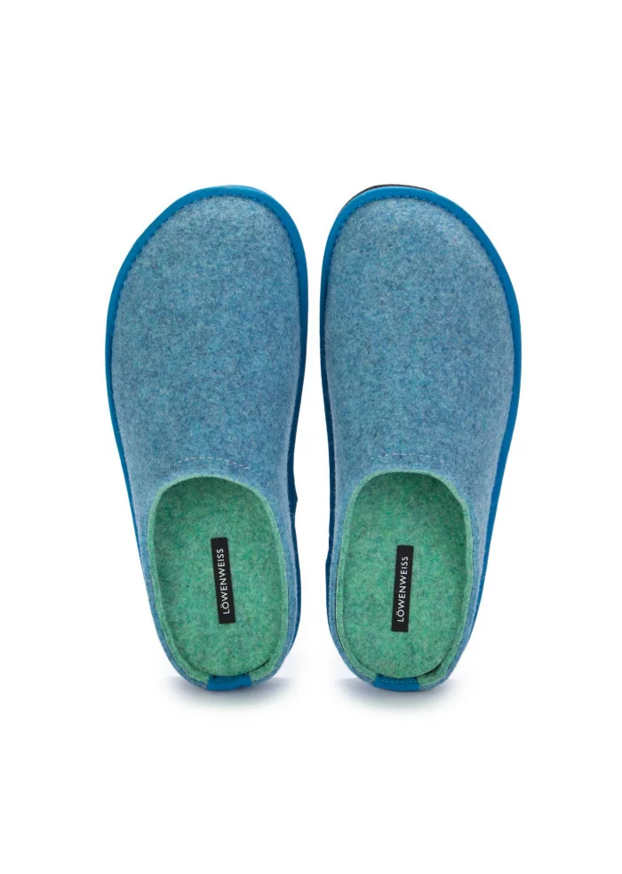 LÖWENWEISS | PANTOFOLE FELTRO DI LANA BLU TURCHESE Super Saving Price