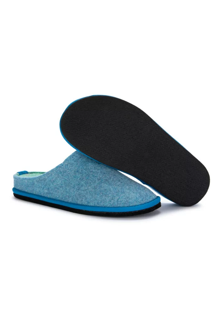 LÖWENWEISS | PANTOFOLE FELTRO DI LANA BLU TURCHESE Super Saving Price
