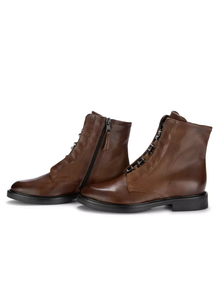 MJUS | STIVALETTI ALLACCIATI ZIP PELLE MARRONE Fino al 60% di sconto